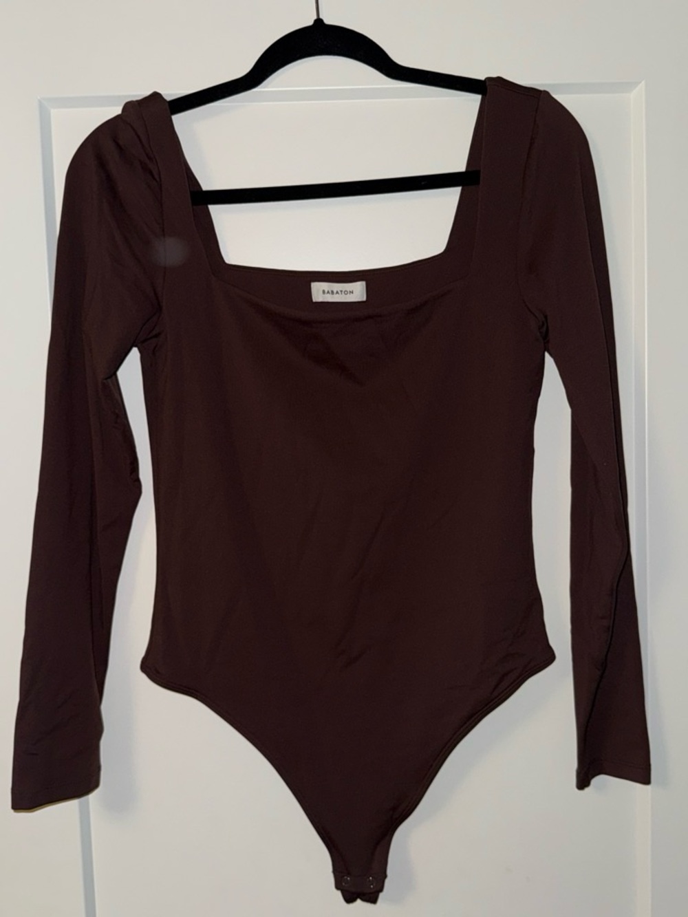 Babaton Dark Brown Square-Neck Long Sleeve Bodysuit